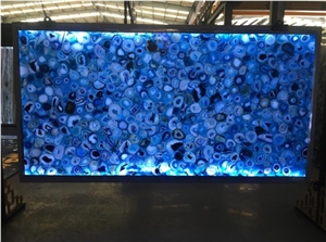 Backlit Blue Agate Slab