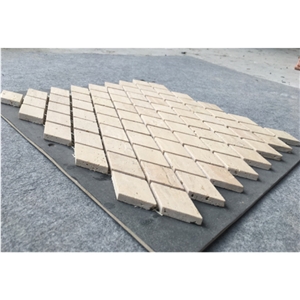 Beige Travertine Diamond Mosaic Tile