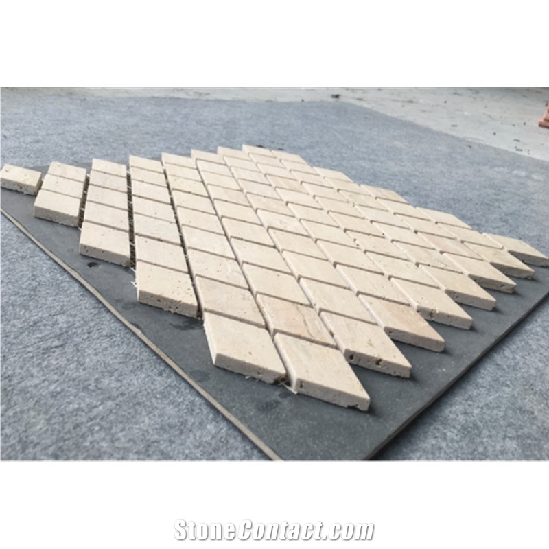 Beige Travertine Diamond Mosaic Tile