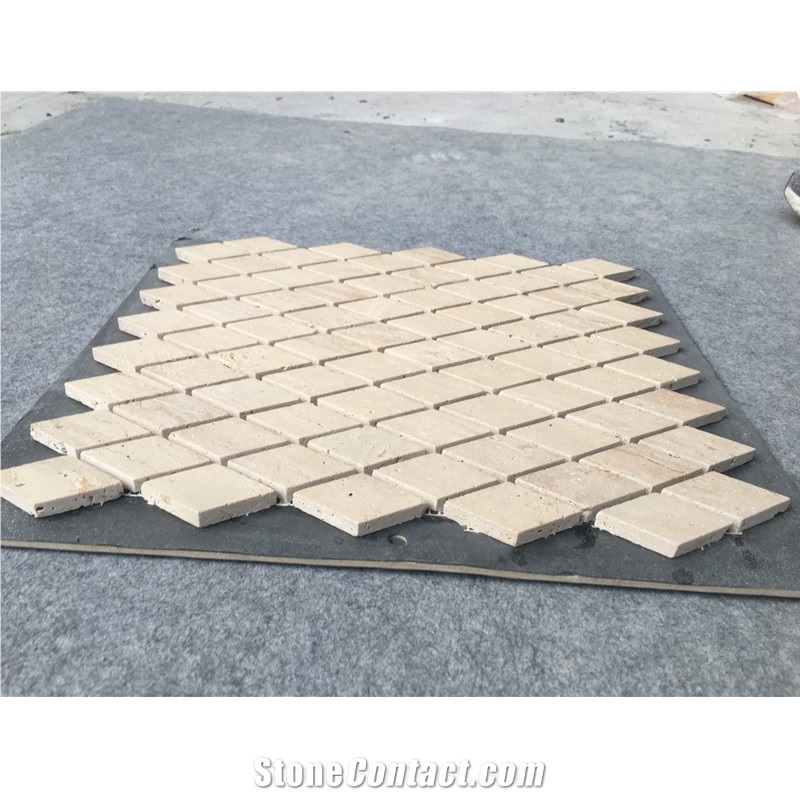 Beige Travertine Diamond Mosaic Tile