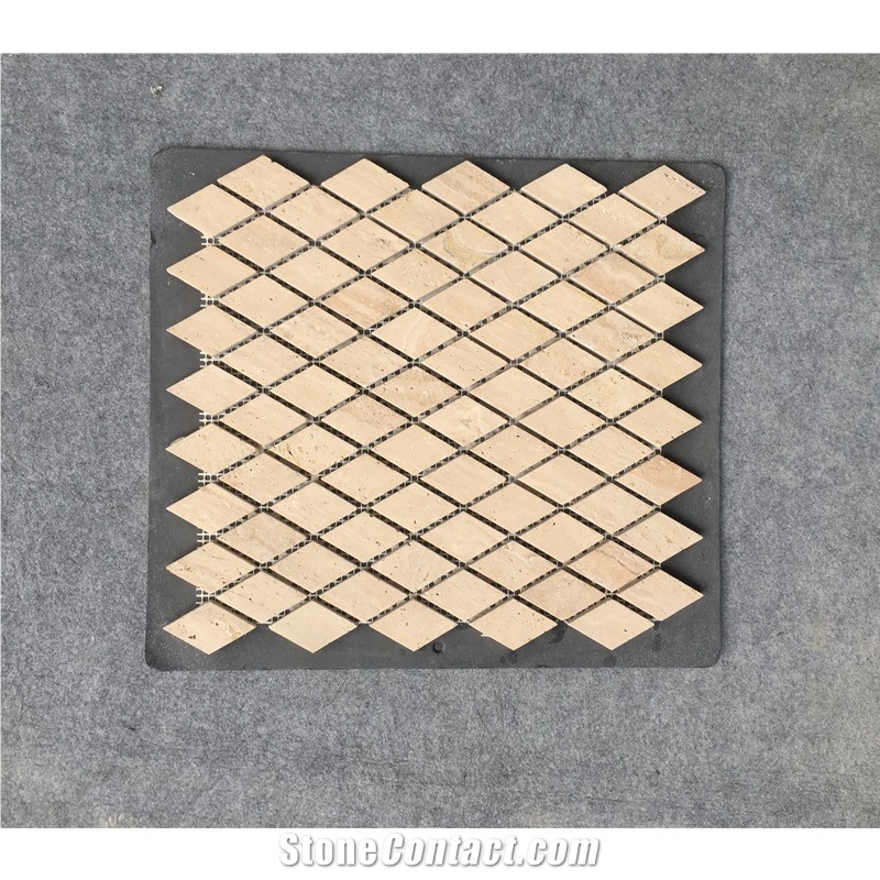 Beige Travertine Diamond Mosaic Tile