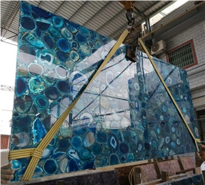 Semitransparent Blue Agate for Interior