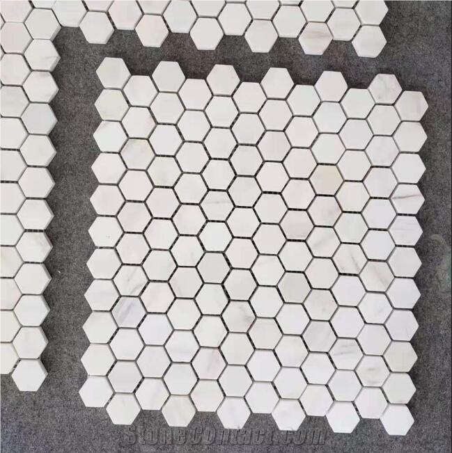 White Bianca Marblea Hexagon Mosaic Marble