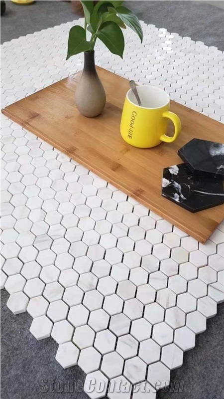 White Bianca Marblea Hexagon Mosaic Marble