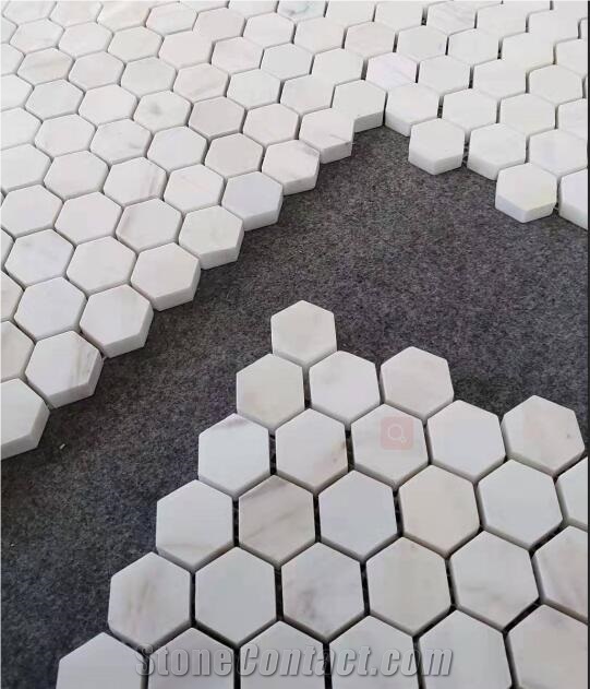 White Bianca Marblea Hexagon Mosaic Marble