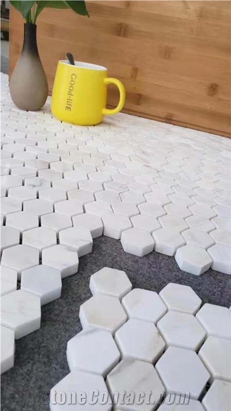 White Bianca Marblea Hexagon Mosaic Marble