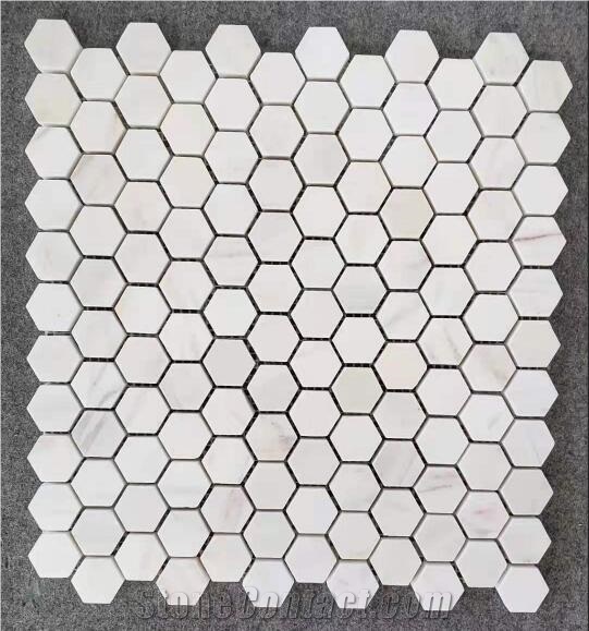 White Bianca Marblea Hexagon Mosaic Marble