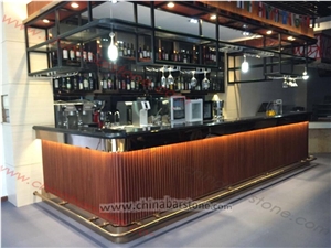 Black Artificial Stone Top Club Cafe Bar Counter