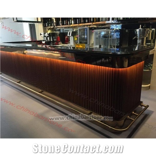 Black Artificial Stone Top Club Cafe Bar Counter
