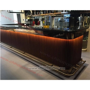 Black Artificial Stone Top Club Cafe Bar Counter