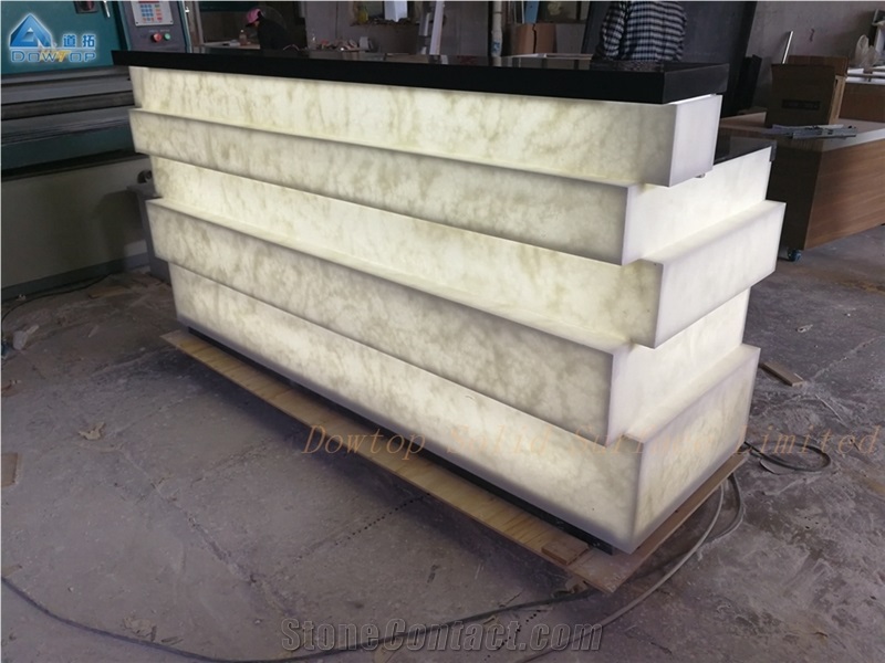 Luxury White Wine Bar Counter Artificial Marble Top