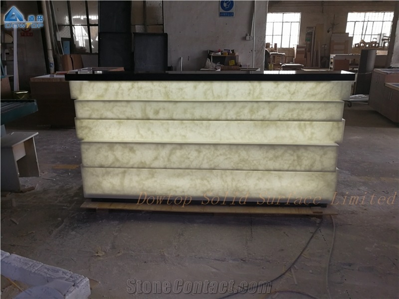 Luxury White Wine Bar Counter Artificial Marble Top