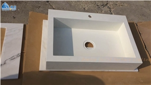 Pure White Quartz Square Bathroom Basin Pure White Quartz Square Bathroom Basin
