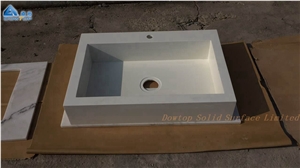 Pure White Quartz Square Bathroom Basin
