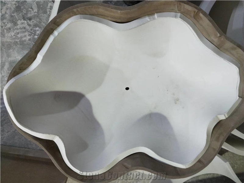 Pure White Solid Surface Special Shaped Sink