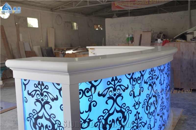 Solid Surface Round Led Night Club Bar Counter