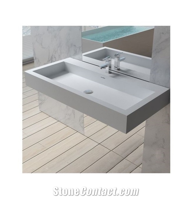 White Artificial Stone Bathroom Sinks