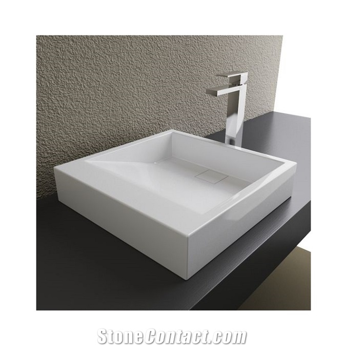 White Artificial Stone Bathroom Sinks