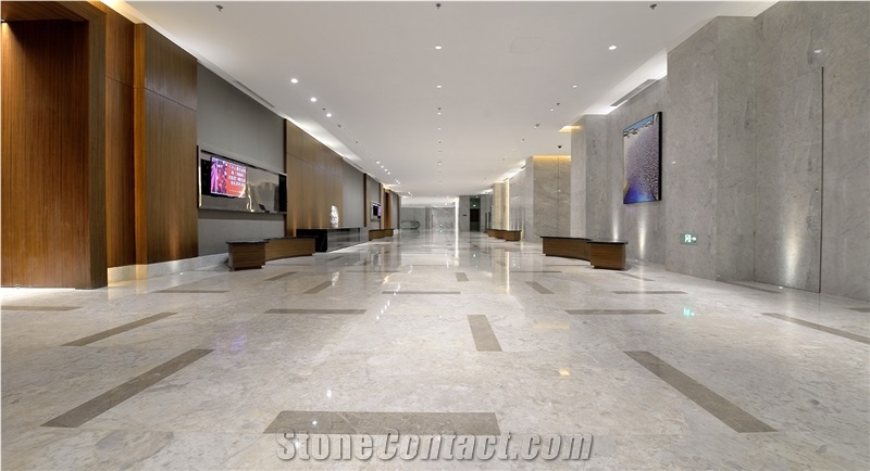 Abba Grey Marble Tiles and Yabo White Slabs