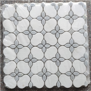 China Best White Floor Waterjet Herringbone Mosaic Pattern