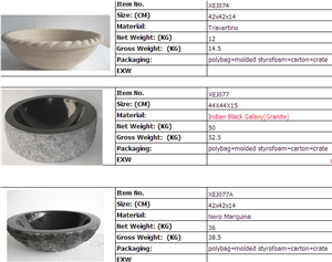 Customized Square Round Marble Art Wash Basin