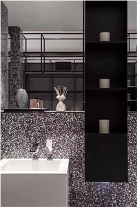 Larger Grain Black Cement Terrazzo Flooring Tiles
