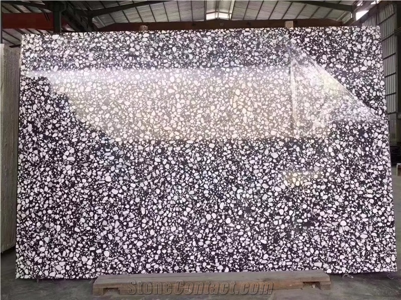 Larger Grain Black Cement Terrazzo Flooring Tiles