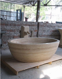 Natural Marble Onyx Stone Oval-Shaped Bathtub