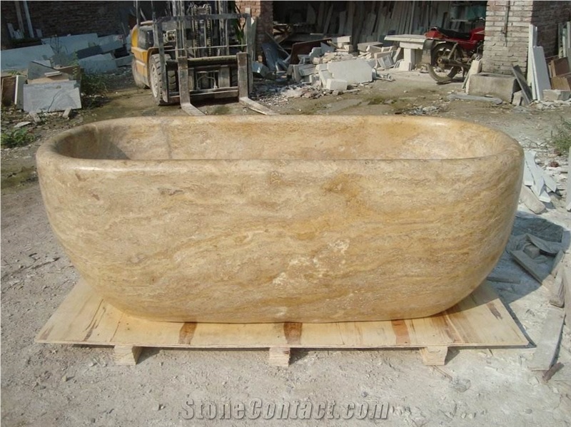 Natural Marble Onyx Stone Oval-Shaped Bathtub