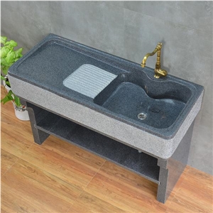 Solid Block Gray Yellow Granite Laundry Tray