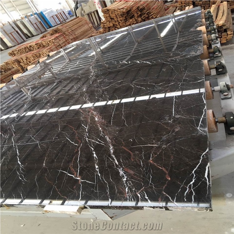 China Laurent Brown Marble Slabs For Wall Install