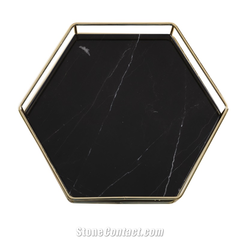 Black Marble Food/Drink Serving Tray/Plate