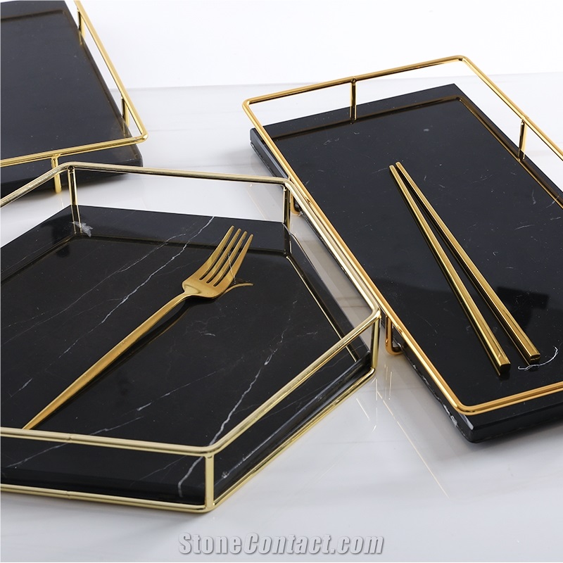 Black Marble Food/Drink Serving Tray/Plate
