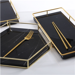 Black Marble Food/Drink Serving Tray/Plate