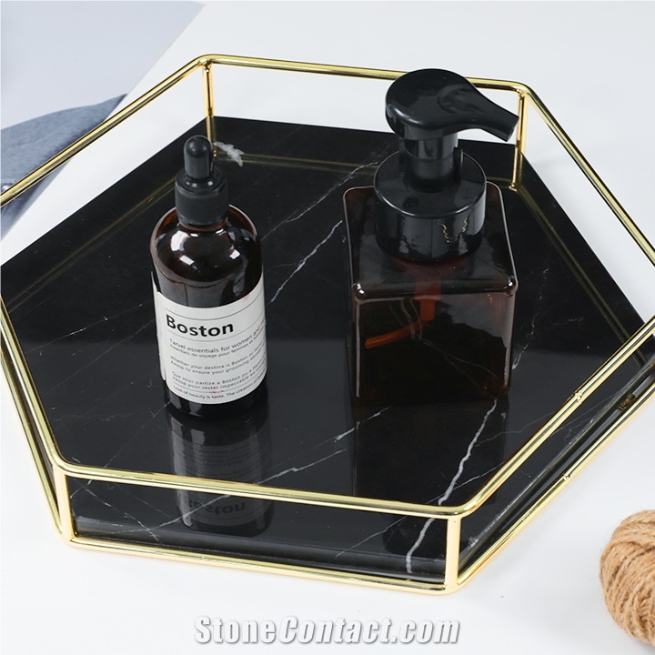 Black Marble Food/Drink Serving Tray/Plate