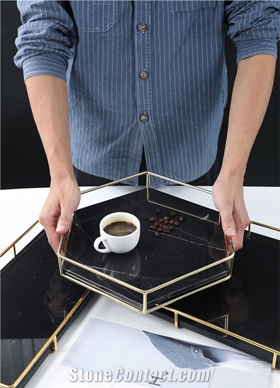 Black Marble Food/Drink Serving Tray/Plate