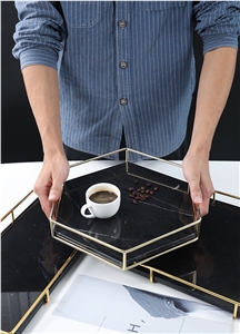 Black Marble Food/Drink Serving Tray/Plate