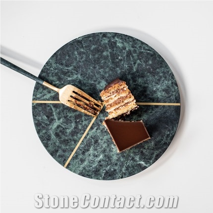 Marble Flat Plate with Gold Thread Tea Tray