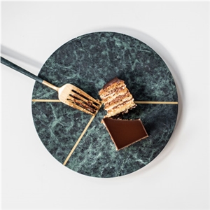 Marble Flat Plate with Gold Thread Tea Tray Marble Flat Plate with Gold Thread Tea Tray