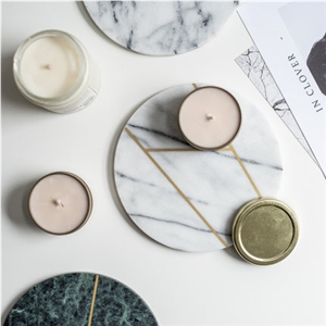 Marble Flat Plate with Gold Thread Tea Tray