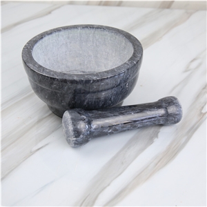Natural Marble Garlic Mortar Bowl and Pestle