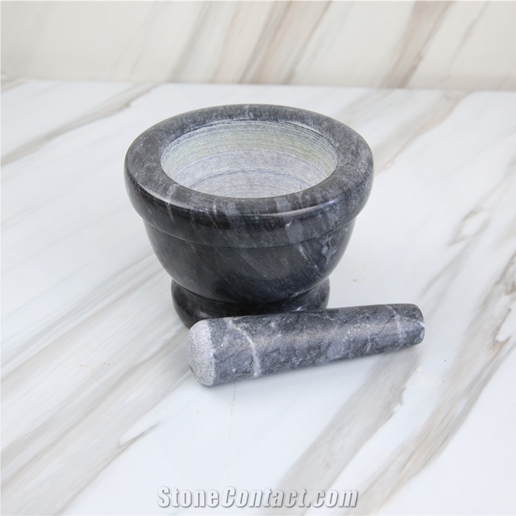 Natural Marble Garlic Mortar Bowl and Pestle