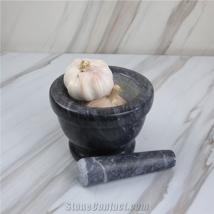 Natural Marble Garlic Mortar Bowl and Pestle