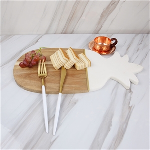 Pineapple Marble and Wood Cheese Board Platter