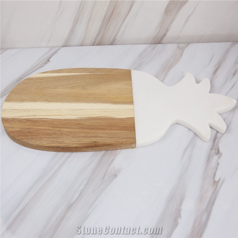 Pineapple Marble and Wood Cheese Board Platter