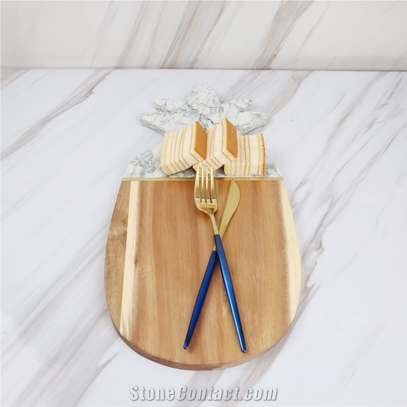 Pineapple Marble and Wood Cheese Board Platter