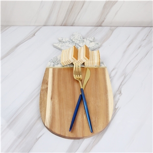 Pineapple Marble and Wood Cheese Board Platter