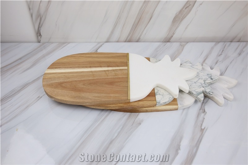 Pineapple Marble and Wood Cheese Board Platter