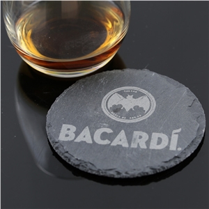 Promotional Gift Round Slate Black Coaster Promotional Gift Round Slate Black Coaster