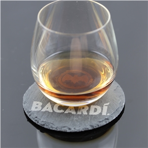 Promotional Gift Round Slate Black Coaster